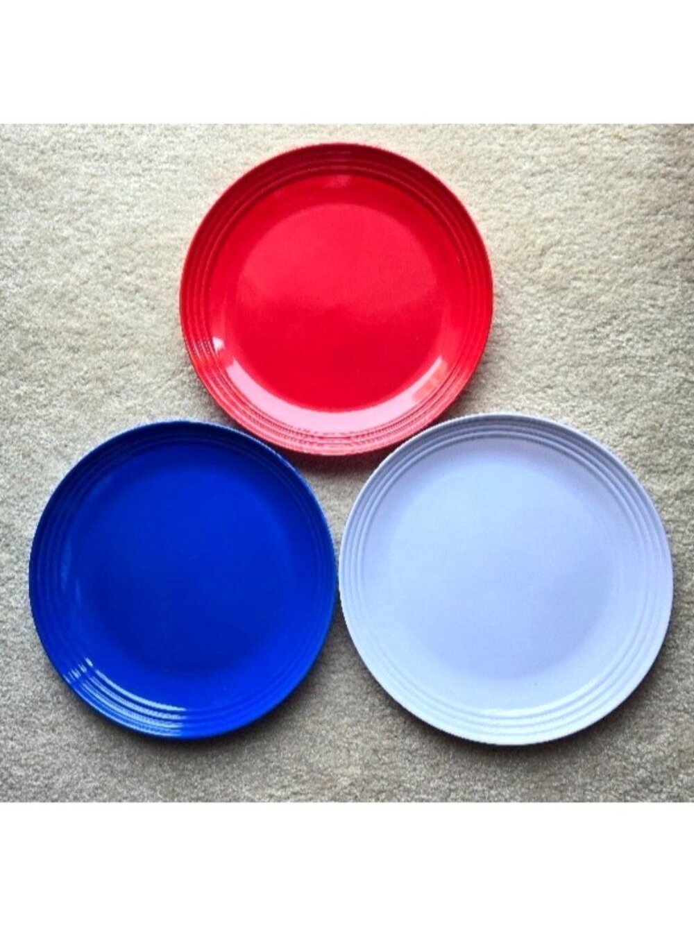 Melamine Greenbrier Int'l Red White & Blue 11" Dinner Plates, Set of 3 Patriotic